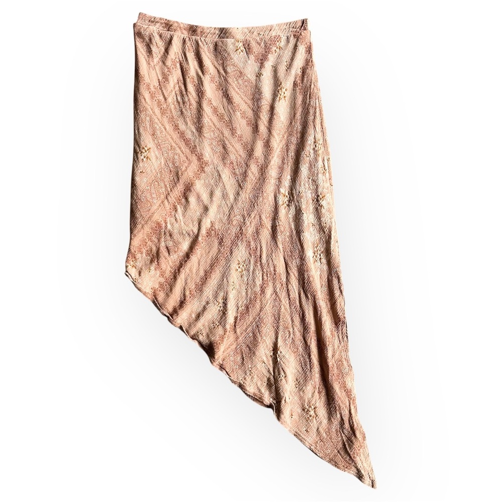 Full Tilt beige paisley asymmetrical skirt, size medium